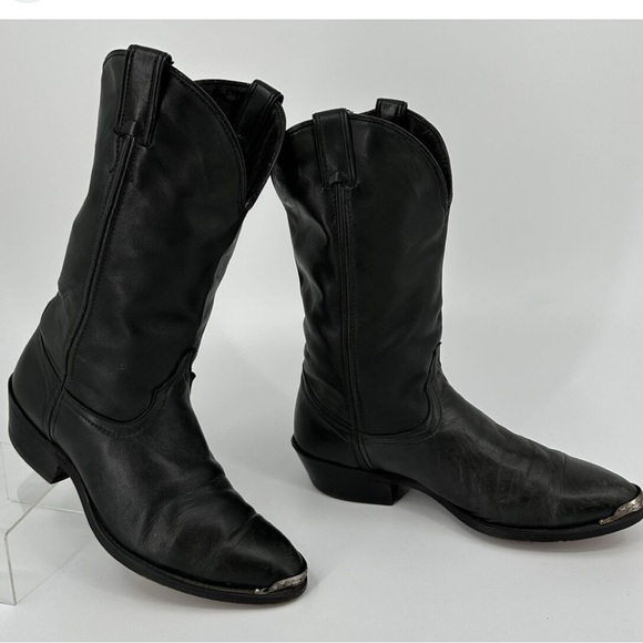 code west Shoes - Code West women’s black Leather Cowgirl boots Toe Guard 9.5 D USA Vintage
